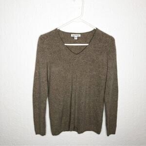 Belford tan brown taupe cashmere v neck sweater size Medium